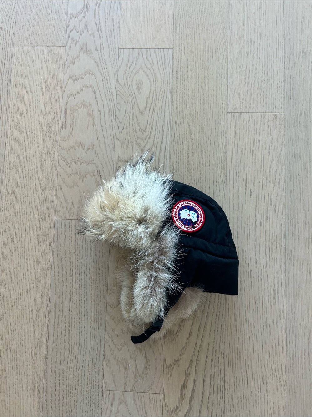 Canada Goose Black Aviator Trapper Hat with Fur Trim